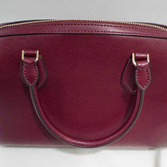 Kate Spade New York Madison Large Dolly Duffle Crossbody Bag Purse Burgundy Gold - Picture 7 of 13